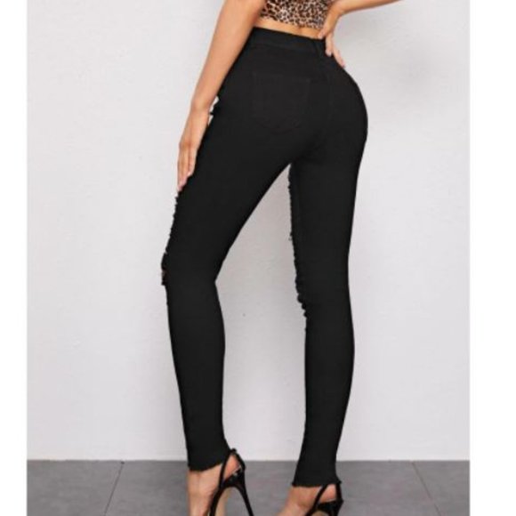 High-Rise High Stretch Distressed Skinny Jeans - Picture 3 of 4